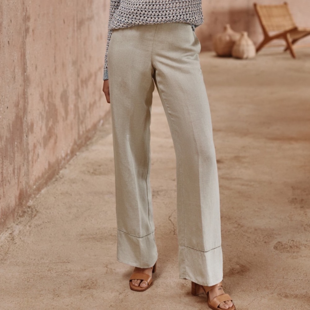 NEW - Pure Jill J.Jill Linen Blend Wide Leg Pants Light Flax Beige MP Petite